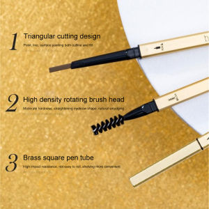 DazHom 【Free Gift】Double Head Eyebrow Pen With Brush Hot Selling Gold Chopstickes Design Waterproof Lasting Easy To Use