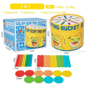 Quivlox Wooden Color Matching Toys Color Sorting Bucket Shape Montessori Wooden Toys for 0-3 Years Old