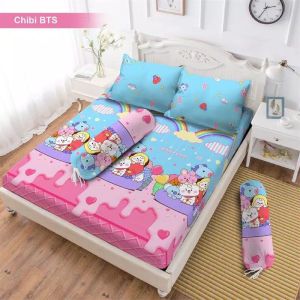 SPREI MOTIF BTS CHIBBI BT21 // SPREI ANAK MOTIF LUCU UK 120X200 & UK 180x200 // SPREI BT21 ARMY
