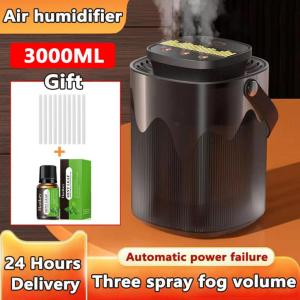 3000ml Large Air Humidifier Three Mist Spray LED Night Light USB Aroma Purifier Diffuser With Essential Oil For Home 加湿器