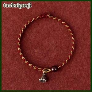 tuokaiguoji May mắn sen seedpod Cinnabar hạt vòng đeo tay cho phụ nữ người đàn ông Handmade bện dây thừng màu đỏ có thể điều chỉnh Vòng đeo tay vài đồ trang sức quà tặng