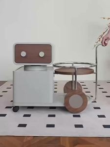 Robot Movable Coffee Table Trolley Living Room Home Multifunctional Rotating Solid Wood Small Apartment Can Store Side Table