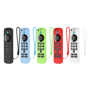 ผิวกล่องซิลิโคนป้องกันฝุ่นสำหรับทีวีสติ๊กออกแบบตามหลักสรีรศาสตร์ระยะไกลป้องกันไม่ให้สายหล่นโดยบังเอิญตัวเลือก5สีสดใส