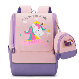 Cặp Đi Học Balo Chống Gù Cho Học Sinh Balo Unicorn Cao Cấp Kèm Ví Siêu Nhẹ Dễ Thương Cho Trẻ Em