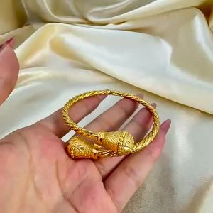 Vòng tay vàng mở hai đầu thời trang 24k Vòng tay sang trọng mạ vàng cho phụ nữ trang sức tiệc cưới Ả Rập Xê Út