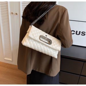 H Womens diamond chain small square bag body bag folding handbag square buckle bag