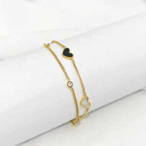 Gelang Titanium Wanita Terbaru Model Love Dua Layer