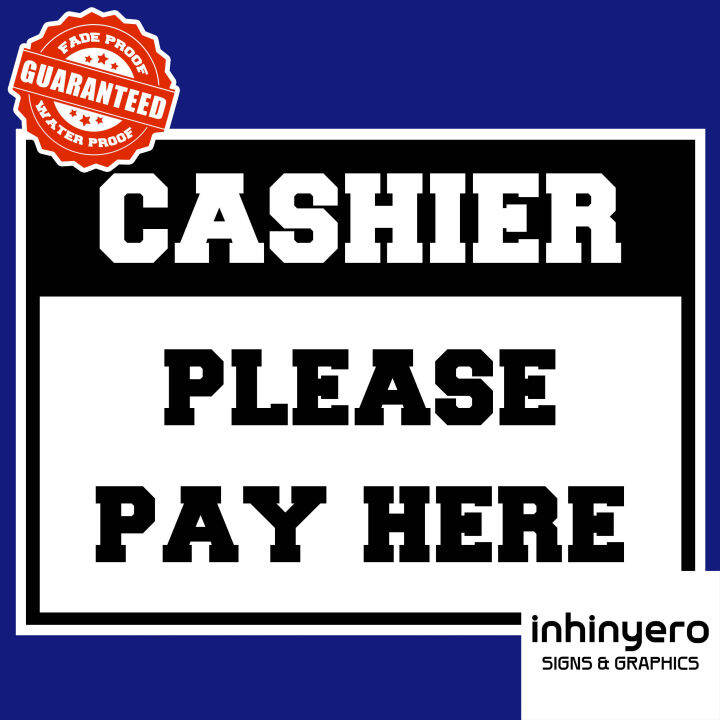 Cashier/Pay Here Sign Sticker Waterproof | Lazada PH