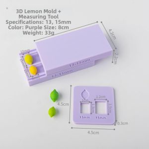 CHUN053634 Hình Dạng Quả Chanh 3D Máy làm bi đất sét Nhựa Xoa tay Khuôn gốm mềm Hạt hình thoi Khuôn nặn đất sét Tự làm đồ thủ công