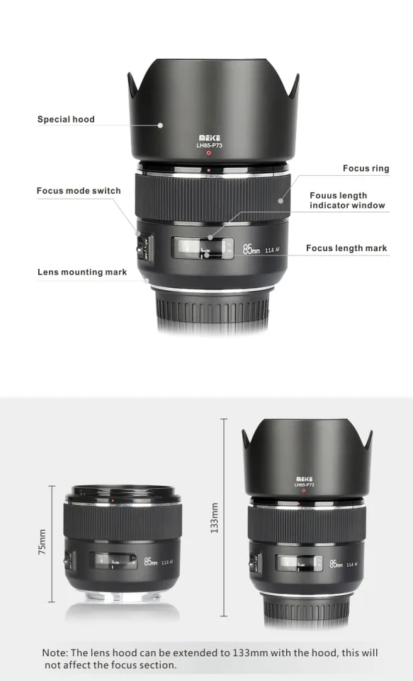 Meike 85Mm Full Frame Auto Focus SLR Lens For Canon EF Nikon