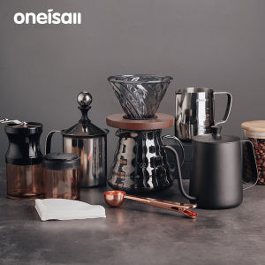 BINCOO Coffee Maker Set Coffee Set Hand Brew Glass Filter Cup  Hand-Pour Pot Household Hand Grinder Coffee Dripper Set 2pcs/10pcs