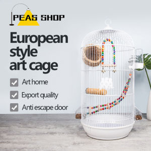 Luxury Birdcage Villa Parrot Cage Birds Nest Starling Peony Splash-proof Cage Bird Supplies Pet Cage Round Cage European Art