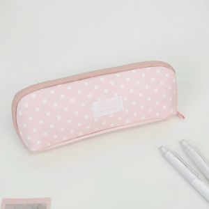 CHUN053634 Nút bấm đôi Hộp đựng bút chì Dung lượng lớn Chấm bi hồng Túi đựng bút Bền bỉ Túi đựng bút chì Quà tặng