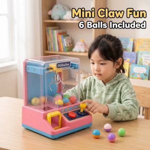 Mini Claw Machine Arcade Toy Joystick Operated Tabletop Ball Catcher With 6 Balls Portable Kids Game For Home Play Travel Party