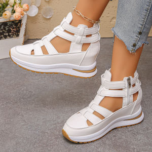 New Summer Wedge Sandals With Closed Toe Hollowed Out And Breathable WomenS Plus Size Platform Thick Sole Velcro Shoes Size 43