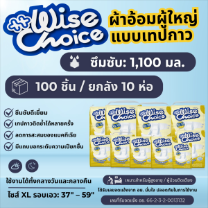 ยกลัง 100 ชิ้น ผ้าอ้อมผู้ใหญ่ แบบเทปกาว ยี่ห้อ : ไวส์ ช้อยส์ (Wise Choice)