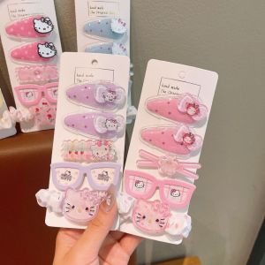 TUmama ชุดหนีบผมเฮลโลคิตตี้น่ารักสำหรับเด็ก-การออกแบบสัตว์การ์ตูนพร้อมแว่นตาและโบว์อุปกรณ์เสริมสำหรับสไตล์เจ้าหญิงหวาน