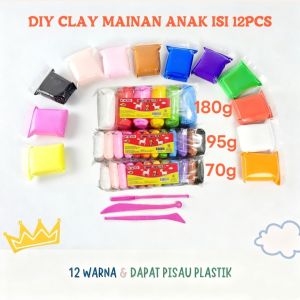 DIY Clay UltraLight Polymer Jumbo Mainan Anak Sensory Educational Isi 12 Pcs 12 Warna COD Color Play Dough