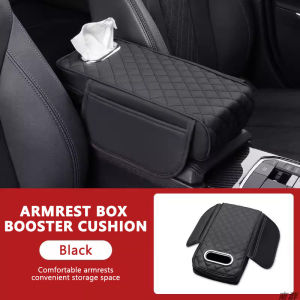 SEAMETAL Car Armrest Tissue Cushion PU Leather Multifunctional Arm Rest Cushion Tissue Bag Durable Soft Height Pad