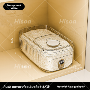 Hisoa 16kg automatic rice bucket | Sealed to prevent insects and moisture | Measuring cup design one-touch operation
