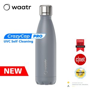 Waatr CrazyCap Pro UV Water Purifier & Smart Self Cleaning Stainless Steel Water Bottle - Colours