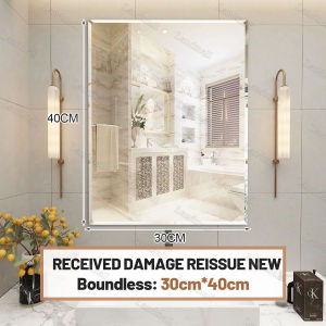 【Warranty】 Rectangular Bathroom Mirror Toilet Mirror with Shelf Wall Mirror Non-Perforated washbasin mirror paste washstand mirror Dressing mirror glass mirror wall mounted