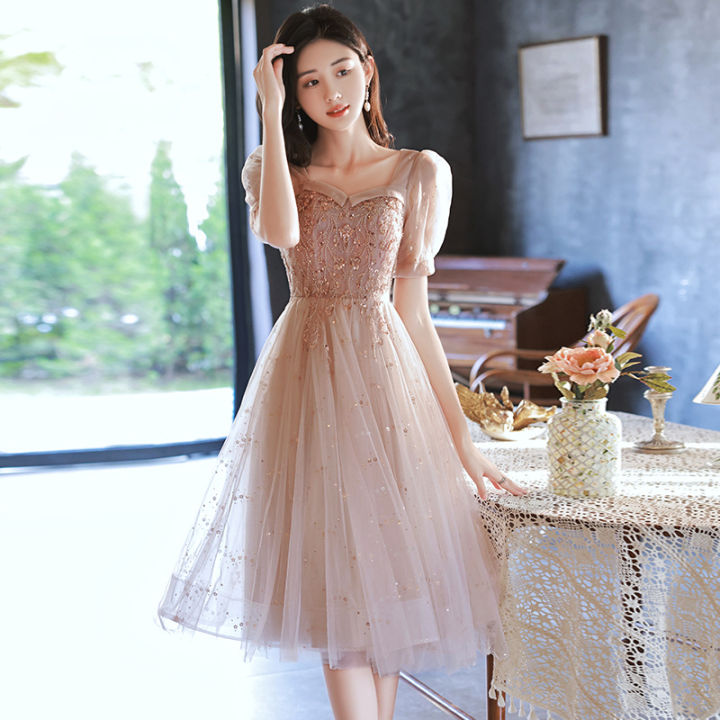 EAGLELY Formal Event French Sequins Glitter Banquet Elegant Pink Evening  Dress Women 2024 Luxury High-End Dinner Party Gowns For js Prom Night  Wedding Gowns For Bride Bridesmaid