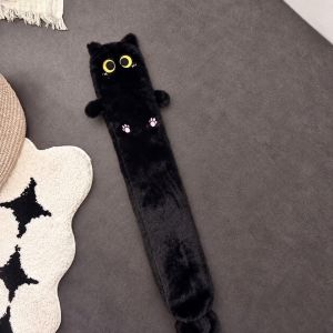 JAYQQ 1500ML Water-Filled Water Bottle 75cm Long Black White Cat Print Plush Water Bag Plush Detachable Cover Long Water Bag For Girls