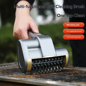 NOBLE YOU Rechargeable Electric Grill Cleaning Brush Stainless Steel with LED Light BBQ Rotating Brush Multi-functional Heat-resistant Barbecue Cleaner Tools Outdoor Grill
