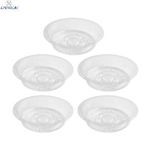 LIUMILAC Clear Plastic Plant Saucer Set Heavy Duty Round Drip Trays For Indoor Outdoor Pots Waterproof Reusable 5-Pack