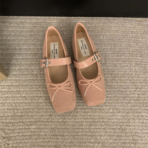 เตรียมจัดส่งรองเท้าแมรี่เจนหัวเหลี่ยมแฟชั่น รองเท้าส้นแบนผู้หญิง ปากตื้น น้ำหนักเบา ใส่สบาย