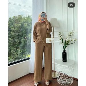 JAKARTA - ONE SET HORNET KNIT SETELAN BAJU DAN CELANA WANITA PANJANG