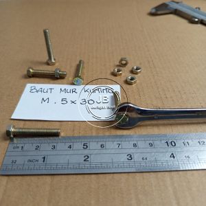 10 BUAH BAUT KUNCI 8 MUR KUNING M5 X 30 PANJANG 3CM 3 CM 30MM 30 MM BMK M5X30 BAUT 5X30 5 X 30 PITCH DRAT 0.8 HEXA BOLT