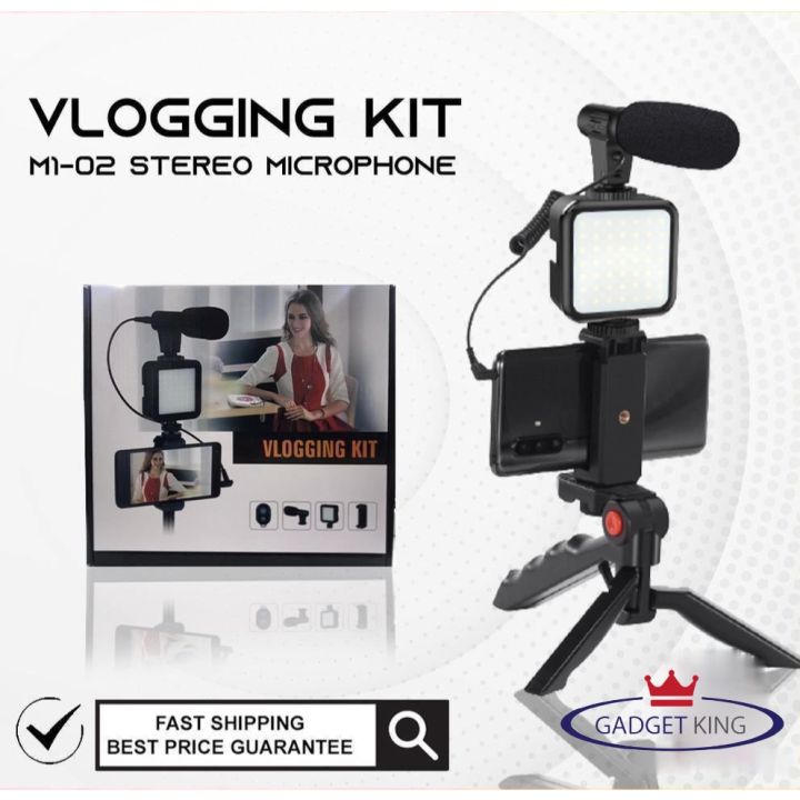 Vlogging Kit With Microphone Fill Light Tripod For Android/iOS