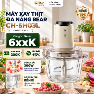 Máy Xay Thịt Đa Năng 2L Bear CH-5H03L Công Suất 300W Lưỡi 4 Cánh Inox Tháo Rời - BH 18 Tháng