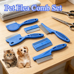 Cat Flea Comb 6PCS Remove Lice Cat Comb Combination Set Pet Grooming and Cleaning Tool