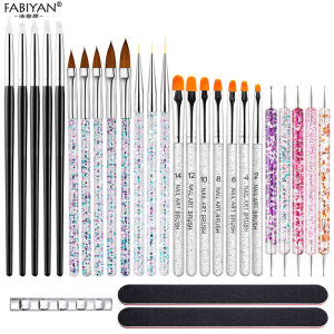 ชุดแปรงแต่งเล็บอะคริลิคฝรั่งเศสเจลยูวีภาพวาดบนเล็บแปรงวาดลายเครื่องมือทำจุดเล็บตกแต่งเล็บชุดออกแบบเล็บแปรงเต็มรูปแบบ