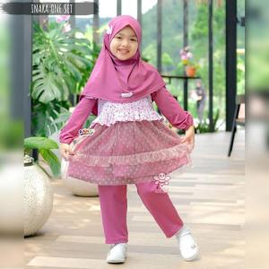Inara One Set l Little Bee Boutique l Baju Muslim Balita l Baju Anak Elbi l Outfit Anak Muslim l Setelan Baju Muslim Anak Prempuan