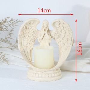 Arca Resin Malaikat Pemegang Lilin LED Rekaan Sayap Penjaga Ruang Tamu yang Elegan Hiasan Perayaan Gereja angels statue decorative accessories statues gifts for house warming 祈祷天使 摆件 礼物