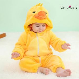 Umorden Baby Yellow Duck Costume Cosplay Kigurumi Cartoon Animal Rompers Infant Toddler Jumpsuit Flannel Halloween Fancy Dress2026
