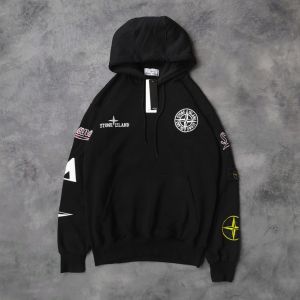 Hoddie pria Sweater hoodie  pria wanita Jaket Sweater Hoodie TULISAN STONE ISLAND full tag & lebel tulisan bordir hitam pekat emblem tangan