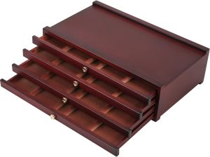 MEEDEN 4/6/10 -drawer Wood Artist Supply Storage Box Portable Beechwood Multifunctional Pencil Brush Organizer Wood Box with Drawer&Compartments for Pastels Pencils Pens Makeup Brushes(Deep Walnut)