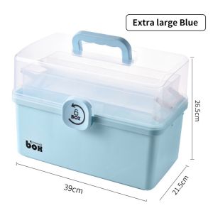 Renewed Vitality Outlet Medicine box Large First Aid Kit Storage Box Transparent  Portable Household Family Medicine Organizer Box Container 藥箱