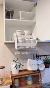 SJORAGE On Hand🔥Pull Down Cabinet Organizer Retractable Kitchen Spice Rack Hanging Storage Shelf for Condiments & Pantry