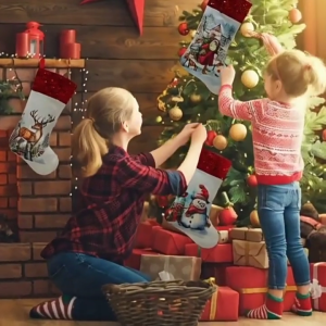 Reindeer Christmas Stockings Ornament Candy Gift Bag Santa Christmas Hanging Socks For Fireplaces Holiday Decoration