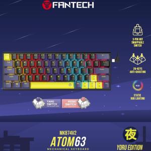 Fantech ATOM63 MK874V2 Mechanical Keyboard YORU EDITION 26 keys Anti-Ghosting and Hot Swappable