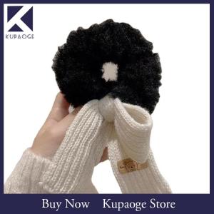 [Kupaoge] ใหม่ Scrunchie ที่มัดผมให้ความอบอุ่นสำหรับผู้หญิงยางรัดผมแบบผูกโบว์สำหรับฤดูหนาวอุปกรณ์เสริมผม