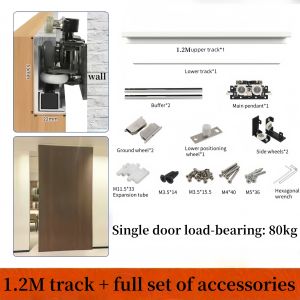 Concealed hinges barn door slide track Soft Closing Interior Wall Barn Door Hardware invisible sliding door system