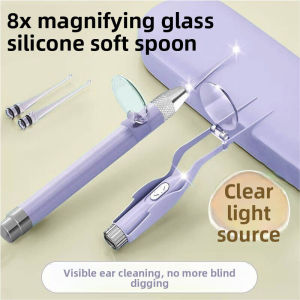 LED Lighted Ear Wax Removal Kit with Magnifying Glass Silicone Soft Tip Ear Cleaner for Kids Adults Safe Visual Ear Pick Tool
