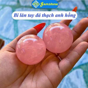 Cặp Bi Lăn Tay PAG Đá Tự Nhiên Thạch Anh Hồng Size 4.0cm Dụng Cụ Xoa Bóp Tay